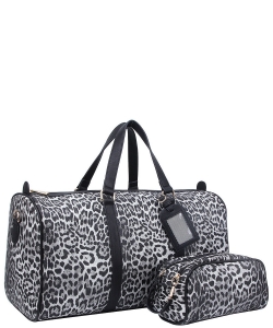 2-In-1 Leopard Print Large Size Travel Duffel Bag LE1100 BLACK